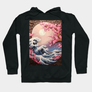 The Great Wave Off Kanagawa and Cherry Blossom Japanese Art Style Hoodie